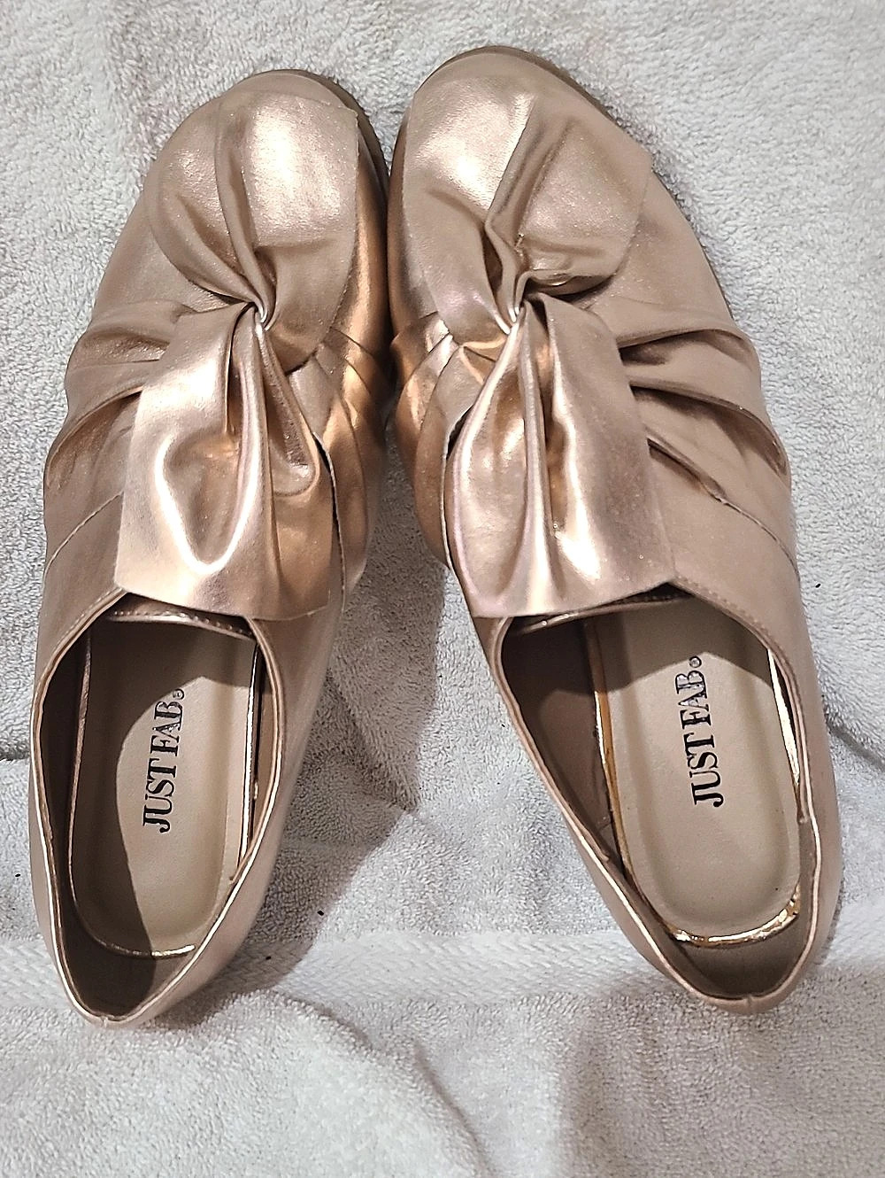 Women JustFab Bow Mules in a Beautiful Gold Color